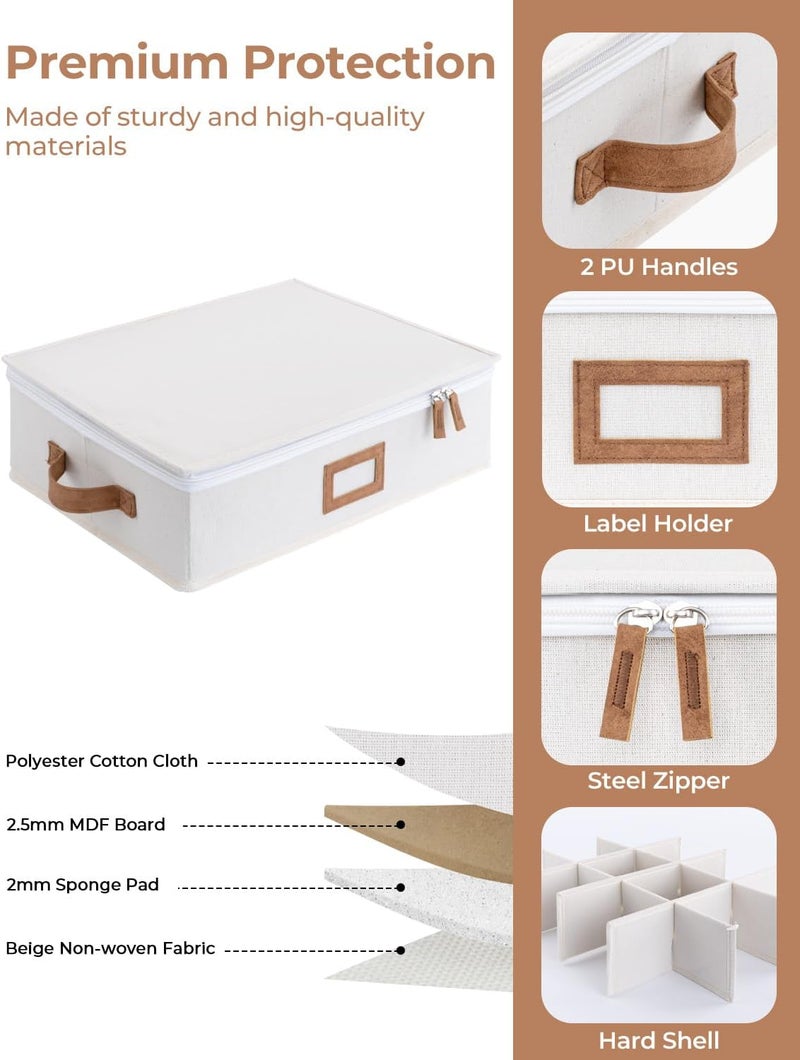 StorageWorks صندوق تخزين أكواب ستوراج ووركس القابل للتكديس مع فواصل لحفظ الأكواب والأواني الزجاجية صندوق تخزين ذو غلاف صلب يحمل 12 كوب شاي وقهوة عبوة من 2 بيج - Image 3