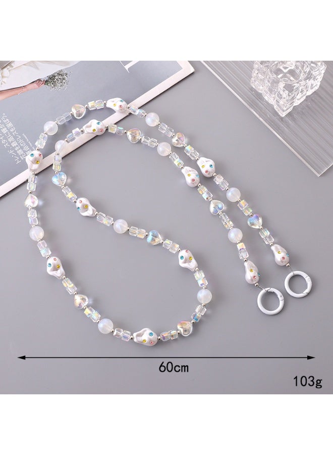 NIBEMINENT Beaded Phone Lanyard, Anti Lost Removable Wrist Strap,Imitation Of The Rabbit Fur Bracelet Pendant, Phone Keychain Lanyard - Image 1