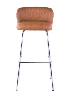 Micasa Sleek Contemporary Comfortable Padded High Bar Stool Brown And Chrome 94 X 46 X 46 Cm 2-169A-Br 