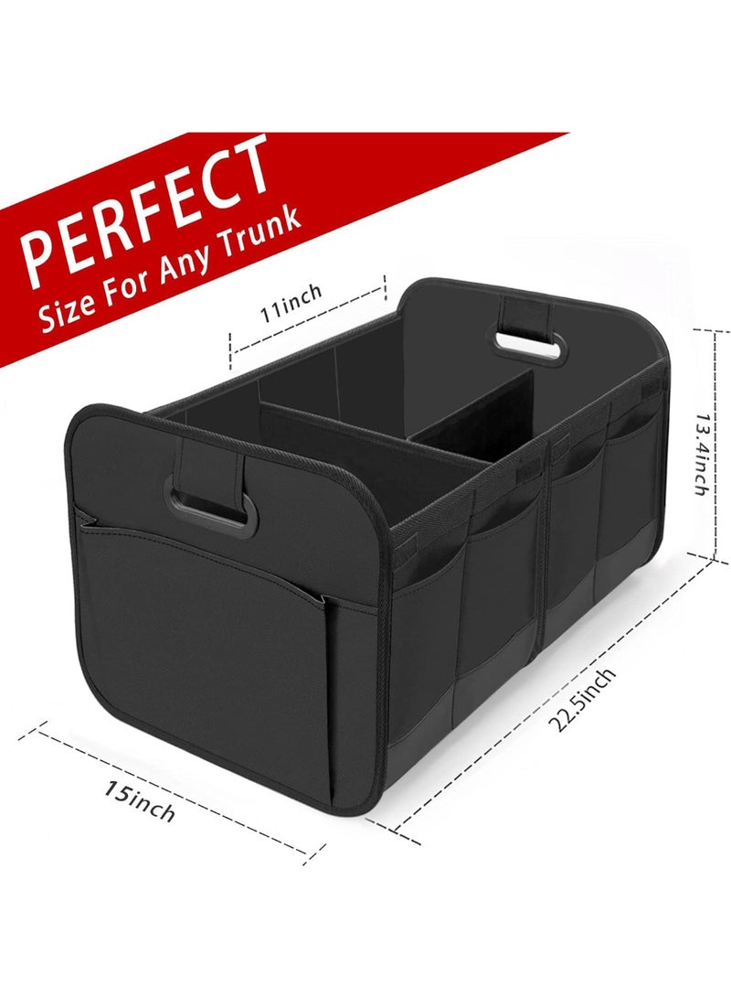 Car Boot Organiser, Collapsible Multi-Compartment Storage with Reinforced Handles, Foldable, Waterproof, 600D Oxford Polyester, Fits Any Car, SUV, Mini-Van, Black - Image 4