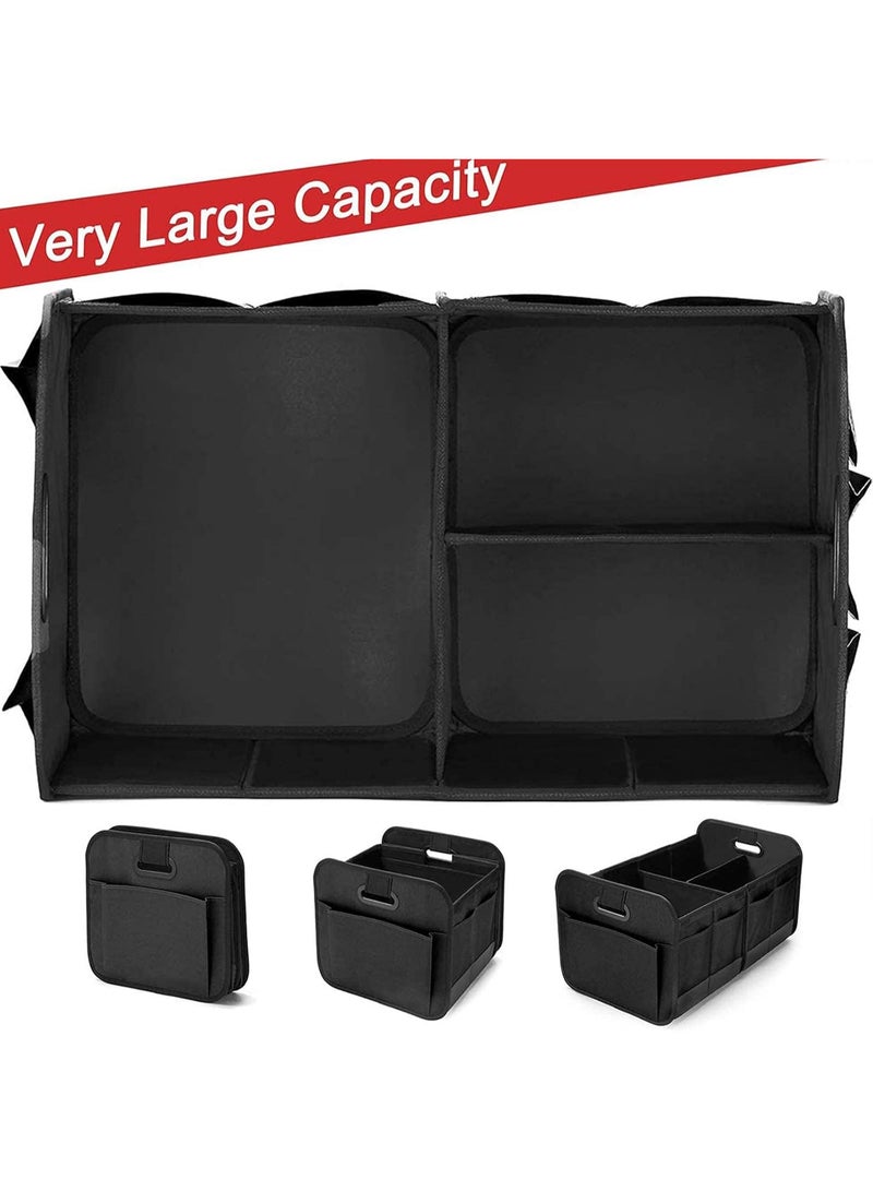 Car Boot Organiser, Collapsible Multi-Compartment Storage with Reinforced Handles, Foldable, Waterproof, 600D Oxford Polyester, Fits Any Car, SUV, Mini-Van, Black - Image 3