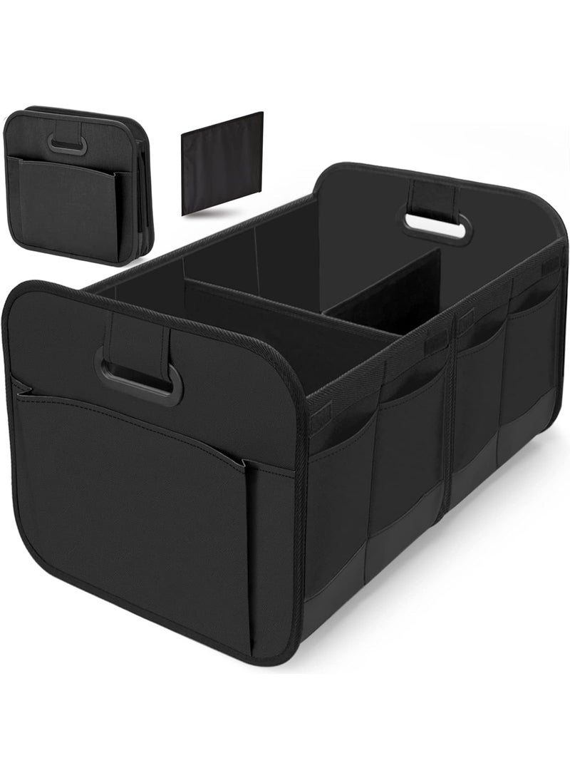 Car Boot Organiser, Collapsible Multi-Compartment Storage with Reinforced Handles, Foldable, Waterproof, 600D Oxford Polyester, Fits Any Car, SUV, Mini-Van, Black - Image 1