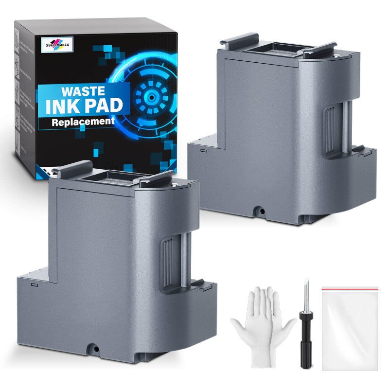 SUBLIMAKER Waste Ink Pad Replacement with Reset Software for Ecotank ET-2850 ET-2760 ET-2750 ET-2700 ET2850 ET2760 ET2750 ET2700 2850 2760 2750 Printer, Maintenance Box with Reset Software (2 Packs) - Image 1