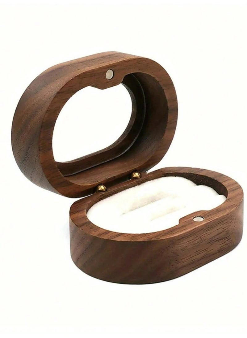 صندوق خاتم لطلب الزواج يوم الزفاف، صندوق تخزين خاتم خاتم خشبي ريفي مصنوع يدويًا حامل خاتم خاتم خاتم تخزين حشو تخزين لها هدية عيد الحب عيد الميلاد عيد الشكر - Image 2