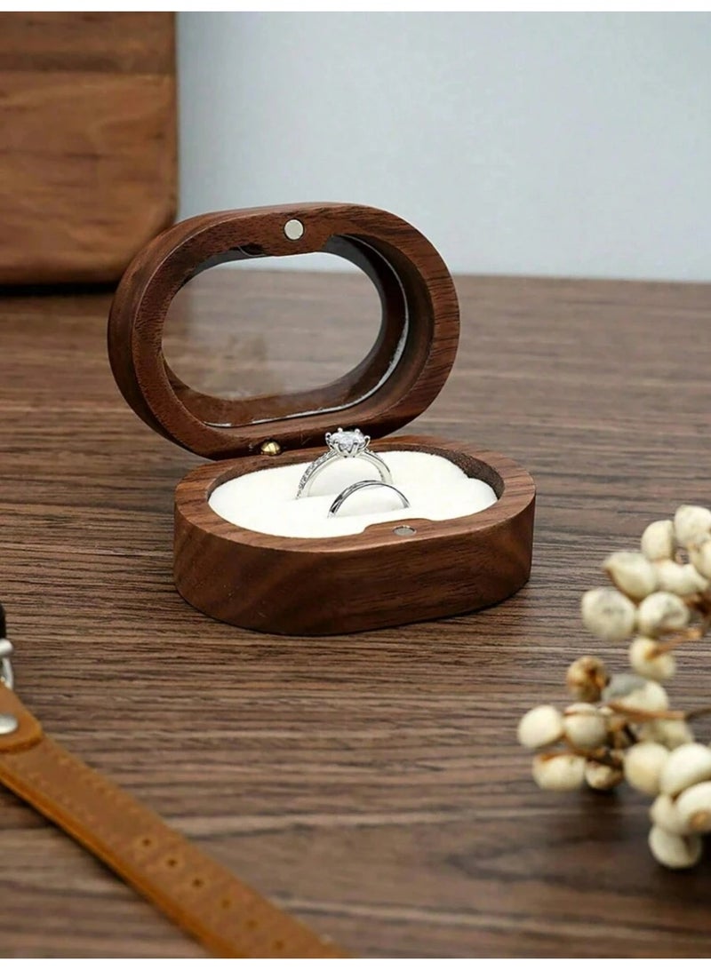 صندوق خاتم لطلب الزواج يوم الزفاف، صندوق تخزين خاتم خاتم خشبي ريفي مصنوع يدويًا حامل خاتم خاتم خاتم تخزين حشو تخزين لها هدية عيد الحب عيد الميلاد عيد الشكر - Image 1