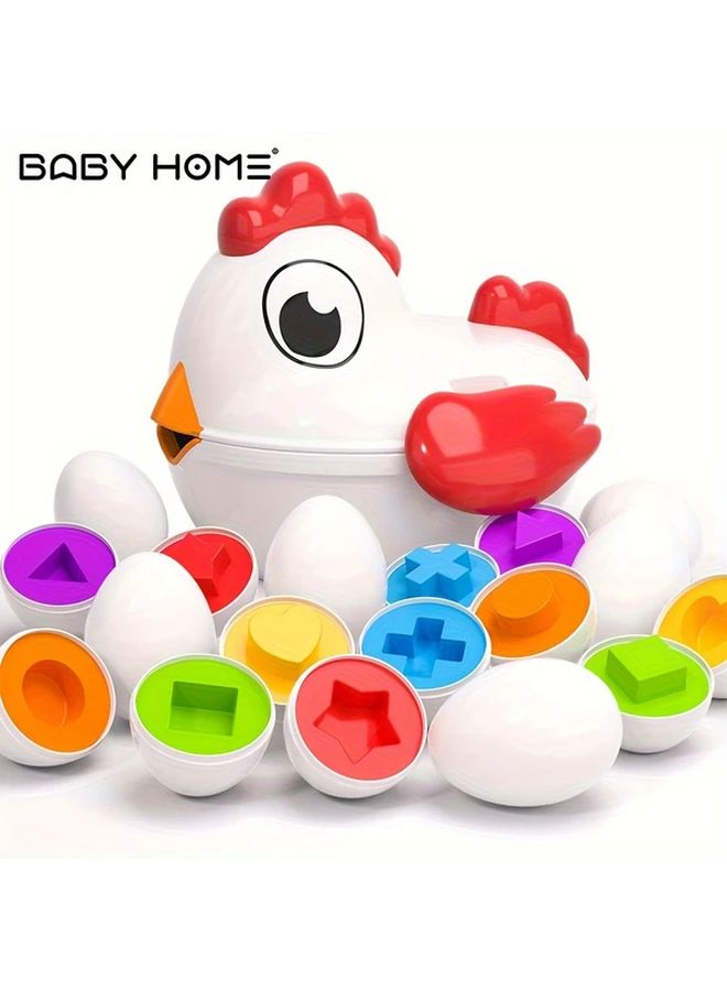 Easter Chicken Toy Color Matching Game Shape Sorter With 6 Eggs Fine Motor Skills Sensory Educational Gift - Image 2