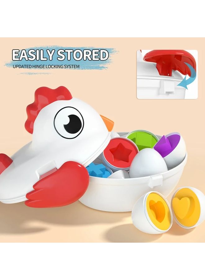 Easter Chicken Toy Color Matching Game Shape Sorter With 6 Eggs Fine Motor Skills Sensory Educational Gift - Image 4