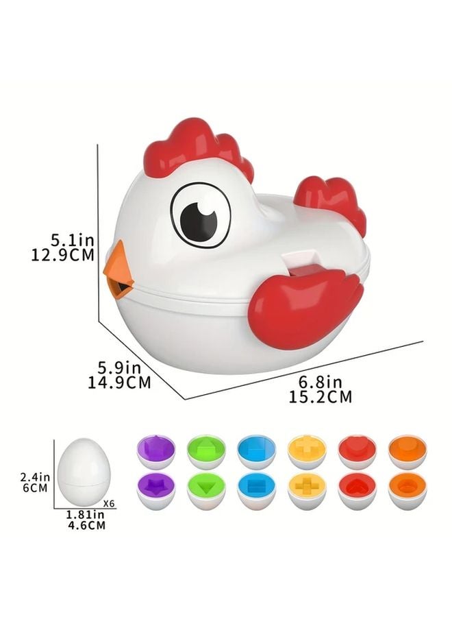 Easter Chicken Toy Color Matching Game Shape Sorter With 6 Eggs Fine Motor Skills Sensory Educational Gift - Image 3