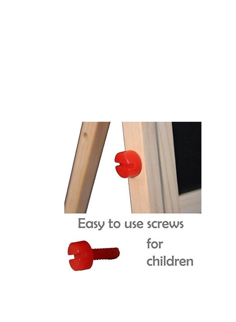 Terabyte Kids Writing Board: Portable Double-Sided Wooden Easel with Whiteboard & Chalkboard, Adjustable Drawing Stand - Ideal Gift for Toddlers - Image 4