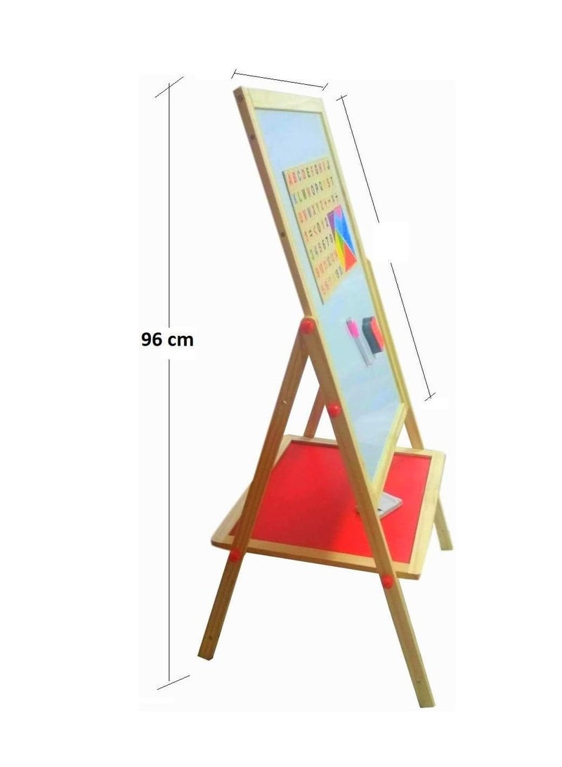 Terabyte Kids Writing Board: Portable Double-Sided Wooden Easel with Whiteboard & Chalkboard, Adjustable Drawing Stand - Ideal Gift for Toddlers - Image 5
