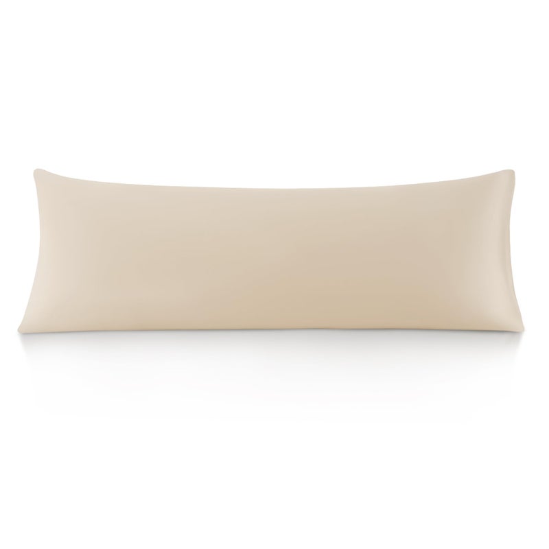 Leeden 100 Cotton Body Pillow Cover 800 Thread Count 21x54 Soft Breathable Long Body Pillow Pillowcase for Adults Pregnant Women Envelope Closure Beige