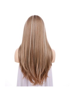 OneDor 24 Inch Kanekalon Fiber Straight Lace Front Wig Glueless Side Part Dark Root Wigs For Women (Dark Natural Blonde Blended & Pale Golden Blonde With Dark Rootsot8/386/624)  - Image 5