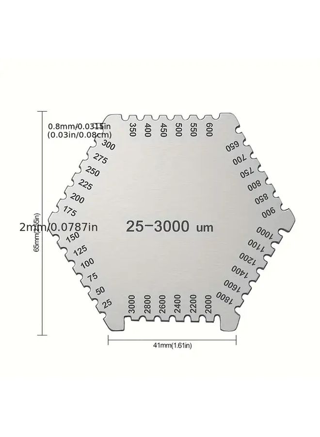 Heavy Duty Stainless Steel Wet Film Thickness Gauge Hexagonal Base 25 3000 Micrometer 1pc - Image 2