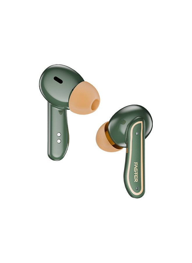 Faster - Roar Wireless Earbuds with Noise Cancellation (ANC+ENC) - 36 Hours Playtime with Bluetooth 5.3 - IPX4 Water Resistant - Gaming Bluetooth Earphones with Ultra-Low Latency - Deep Bass, Touch Control - For Exercise, Gym - Compatible with iPhone & Android (Green) - Image 1