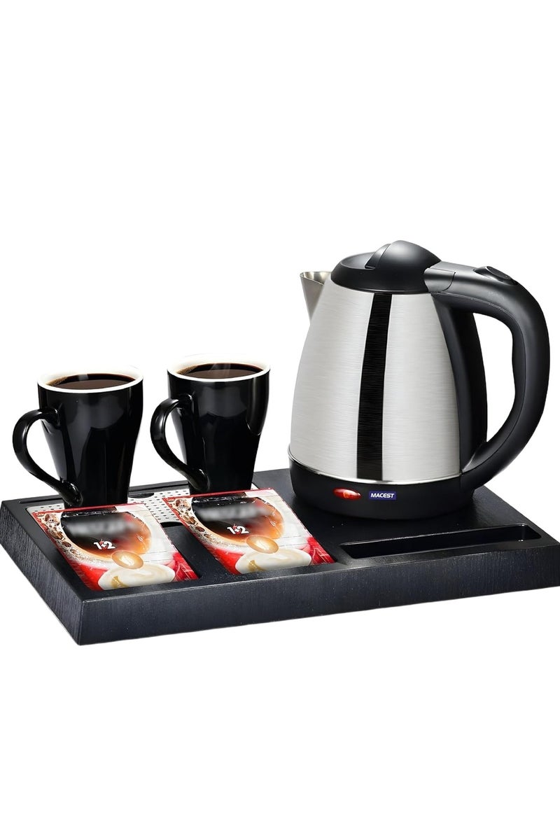 MACEST Electric Hotel Kettle Set - 1500ML, 1500W, with 2 Cups & Base - Image 1