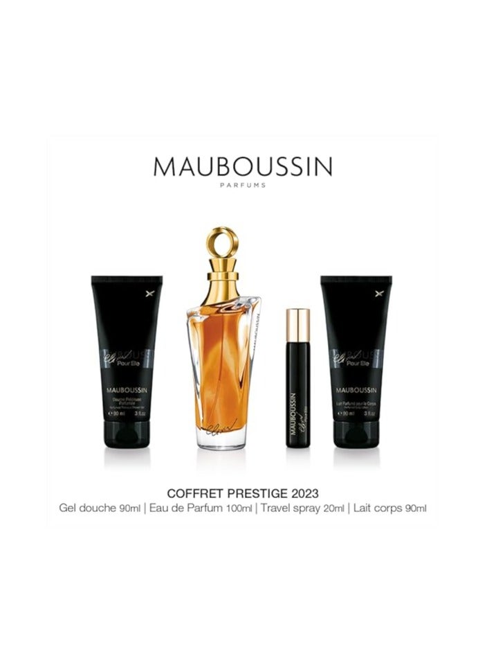 موبوسين SET MAUBOUSSIN ELIXIR POUR ELLE PRESTIGE 100ML EDP+ SH.GEL 90ML + B.LOTION 90ML+ 20ML EDP - Image 1