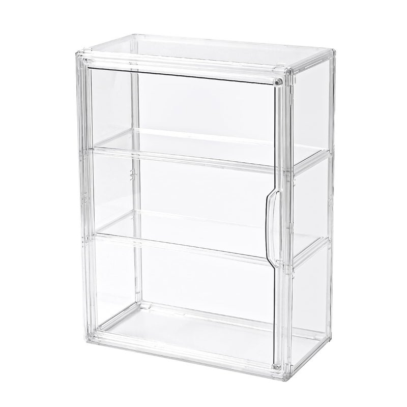 Uni HIMO 3 Tier Display Case for Collectibles,Clear Display Box with 2 Movable Plates ,Storage Container with Magnetic Door (Large 1 Pack) - Image 1
