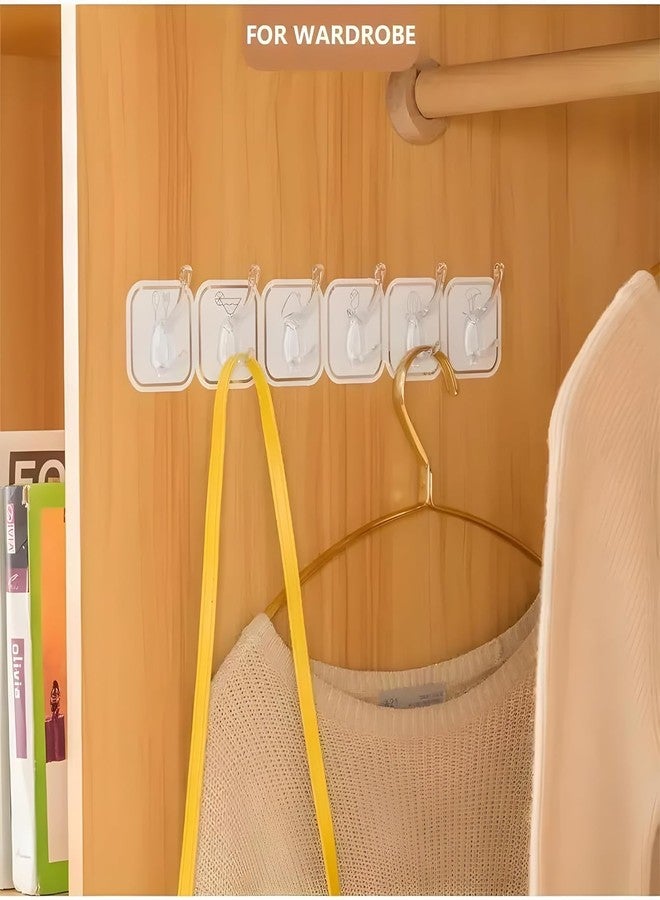 Boniry Plastic 2 Pcs 6-in-1 Self Adhesive Heavy Duty Wall Hook - No Drilling for Bathroom, Shower, Kitchen | Waterproof Transparent Hooks for Easy Installation Orange - Image 5