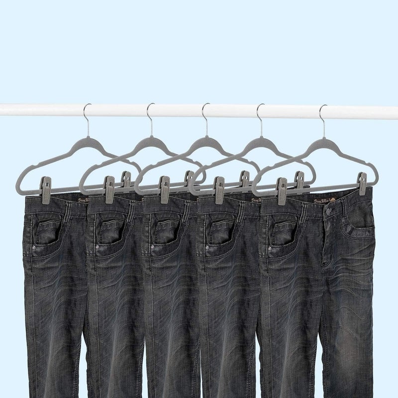 TOFIIGREM Grey Velvet Clips for Velvet Hangers - 20 PCS Gray Non Slip Velvet Hanger Clip, Pants Hanger Velvet Clips Fit for Slim Velvet Hangers, Clothes-pins for Grey Velvet Hangers - Image 5