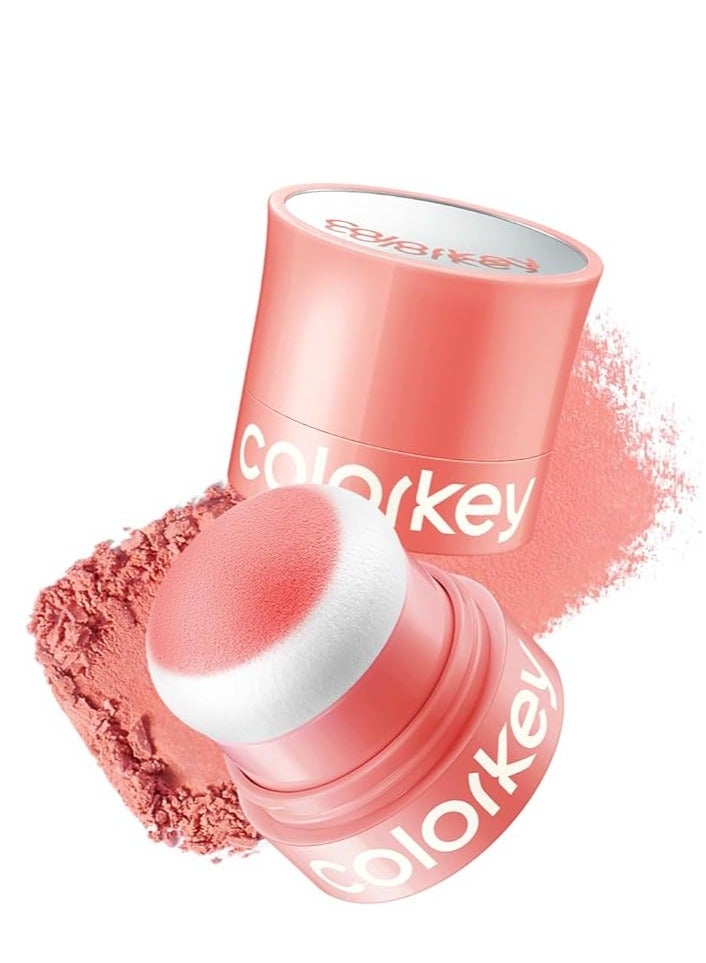 COLORKEY Shimmering Pudding Powder Blush, Lightweight, non-drying and smooth, Naturally Luminous Semi-Matte Finish, Self-contained brush, portable makeup (06 Coral Orange, 3.2g) - Image 1