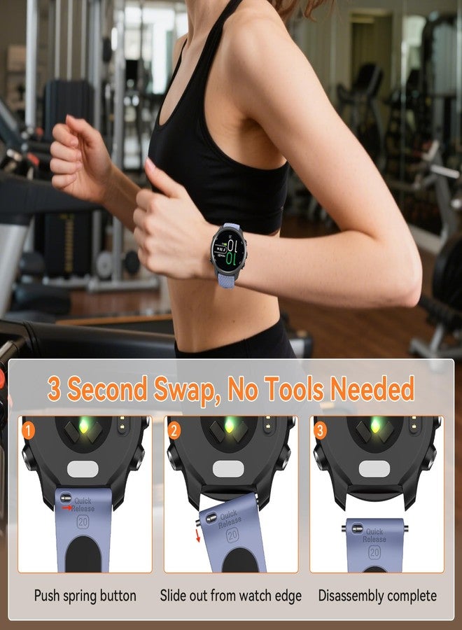 OVERSTEP Compatible with Garmin Forerunner 245/Forerunner 645 Watch Band, 20mm Replacement Bands for Venu/Venu SQ/Venu SQ2/Venu 2 Plus/Forerunner 158/165/55/Vivoactive 3/Vivoactive 5 Smart Watch - Image 2