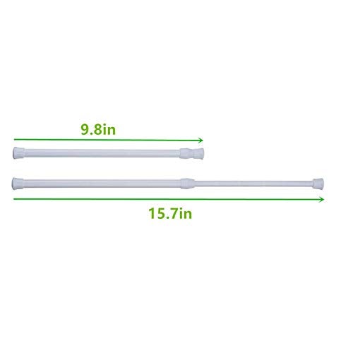 qinnsou Cupboard Bars Tension Rods, 6 Pack Spring Tensions Rods 9.8 to 15.7 Inches Steel Adjustable Tension Curtain Rod Shower Rod Closet Rod Window Rods (White) - Image 2