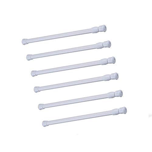 qinnsou Cupboard Bars Tension Rods, 6 Pack Spring Tensions Rods 9.8 to 15.7 Inches Steel Adjustable Tension Curtain Rod Shower Rod Closet Rod Window Rods (White) - Image 1