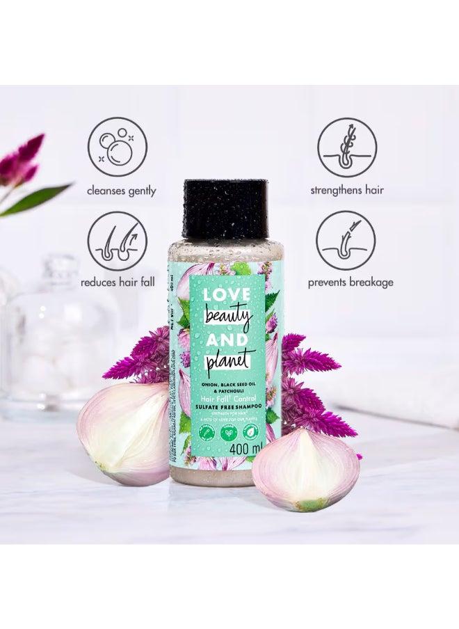 love beauty and planet - Hairfall Control Shampoo With Onion, Blackseed Oil And Patchouli, Sulphate And Paraben Free, 200 Ml - Image 1