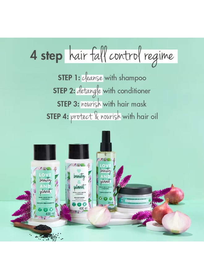 love beauty and planet - Hairfall Control Shampoo With Onion, Blackseed Oil And Patchouli, Sulphate And Paraben Free, 200 Ml - Image 1