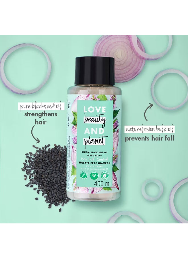 love beauty and planet - Hairfall Control Shampoo With Onion, Blackseed Oil And Patchouli, Sulphate And Paraben Free, 200 Ml - Image 1