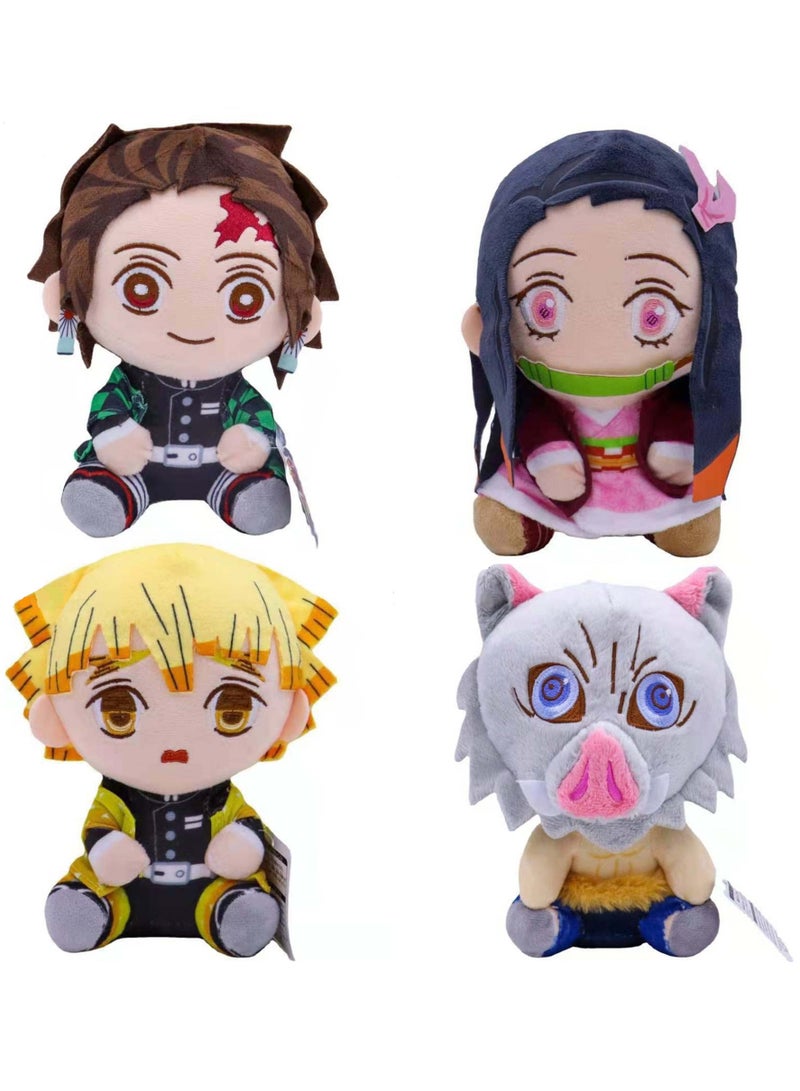 4 Pcs Demon Slayer Plush Toy Doll Animal Pillow 20cm - Image 1