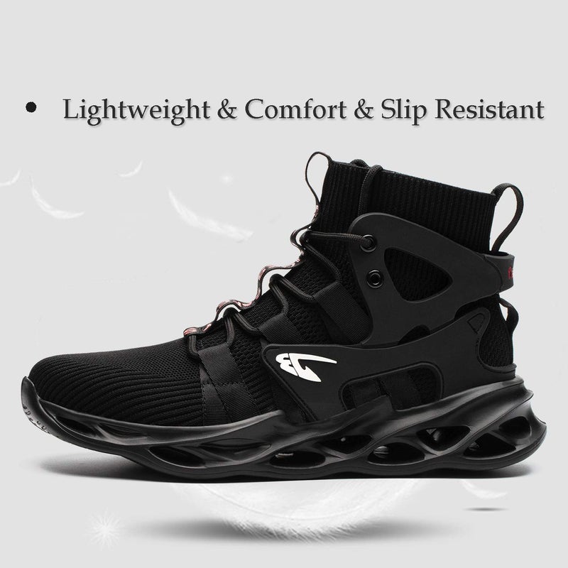 ORISTACO Work Safety Steel Toe Boots, Lightweight Breathable Industrial Construction Boots, High Cut 799 Black 46 - Image 2