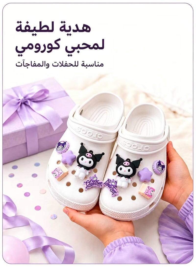 Kuromi Shoe Charms – 10-Piece Black Bow Cartoon Clog Accessories, Soft Rubber Shoe Decorations for Kids & Girls, DIY Footwear Charms & Gifts - Image 4