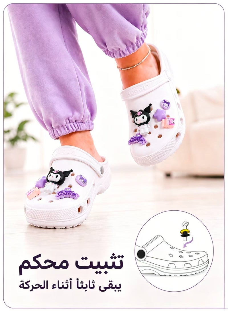 Kuromi Shoe Charms – 10-Piece Black Bow Cartoon Clog Accessories, Soft Rubber Shoe Decorations for Kids & Girls, DIY Footwear Charms & Gifts - Image 5