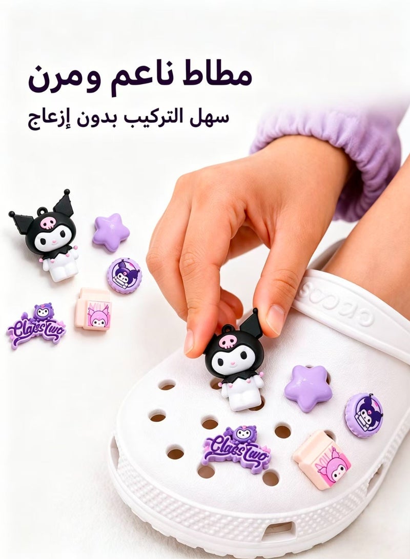 Kuromi Shoe Charms – 10-Piece Black Bow Cartoon Clog Accessories, Soft Rubber Shoe Decorations for Kids & Girls, DIY Footwear Charms & Gifts - Image 3