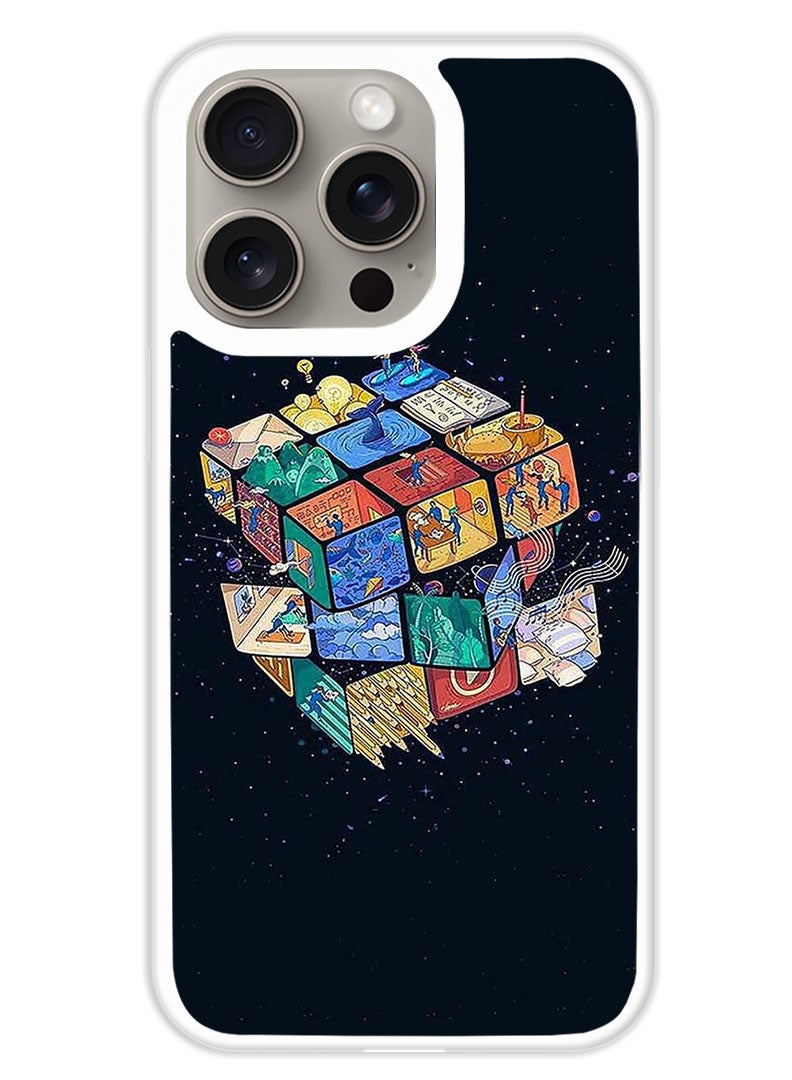 Theodor Protective Case Cover For APPLE IPHONE 15 Pro Max Cube (White Bumper) - Image 1