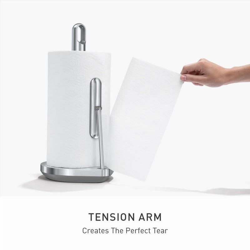 simplehuman Tension Arm Standing Paper Towel Holder, Heavy-Duty, Easy One-Handed Tear, Kitchen Countertop, Brushed Stainless Steel - Image 3