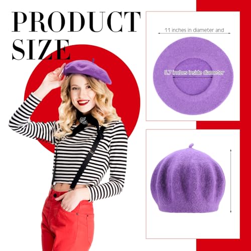 Shinymoon Beret Hat, 48 Pieces Women Wool French Beret Artist Cap, Solid Color Winter Lady Hats for Women Adults, Christmas Birthday New Year Winter Supplies - Image 4