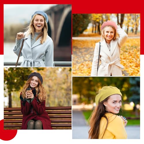 Shinymoon Beret Hat, 48 Pieces Women Wool French Beret Artist Cap, Solid Color Winter Lady Hats for Women Adults, Christmas Birthday New Year Winter Supplies - Image 5
