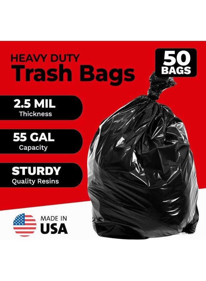 ToughBag 55 Gallon Trash Bags, 2.5 Mil Contractor Bags - 50 Count, Large 55-60 Gallon Trash Can Liners, Black Contractor Garbage Bags, 38 x 58" - Made in USA - Image 3