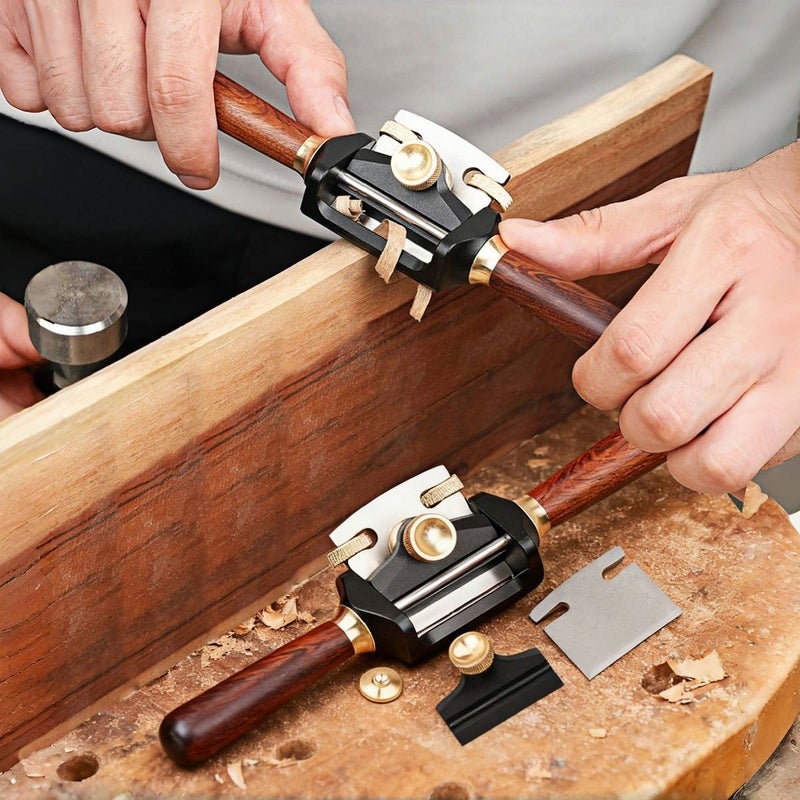 Aluminum Alloy Mini Wood Planer Adjustable Two Handed Manual Spokeshave Tool Set - Image 4