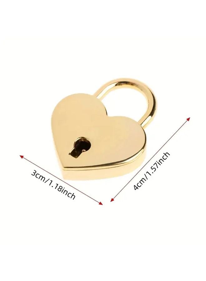 Golden Heart Shaped Mini Padlock With 2 Keys For Jewelry Bags Luggage Gifts - Image 4