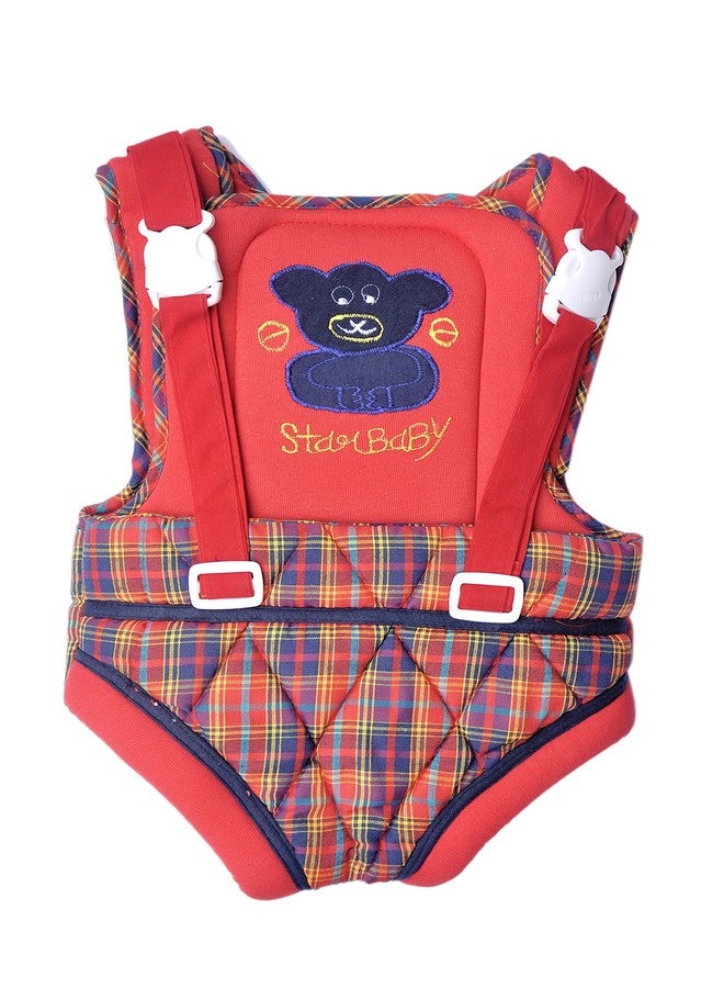 Good Luck-Adjustable Hands-with 4-in-1 Baby Carrier Bag,Carry Bag,Kangaroo Bag, Front Carry Bag with Comfortable Head Support & Buckle Straps (Carry Bag Red Check) - Image 1