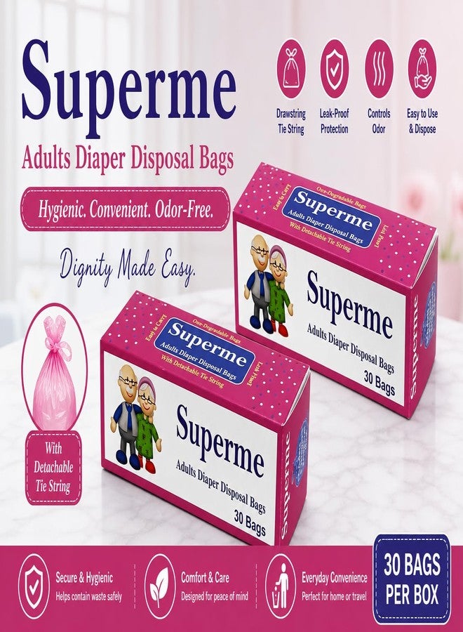 SUPERME Adults Diaper Disposable Bags (60 Bags) | Extra Large Size 17 inches X 19 inches | Specially Designed For Adult Diaper Disposal. - Image 5
