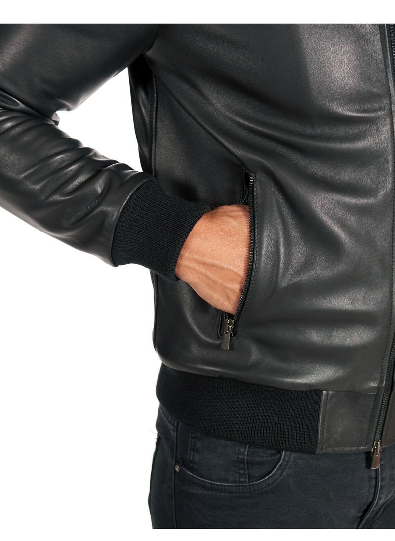 Generic - Top leather (T23) Mens Casual Stand Collar Slim Fit Genuine Leather Jacket Biker Motorcycle Jacket - Image 1