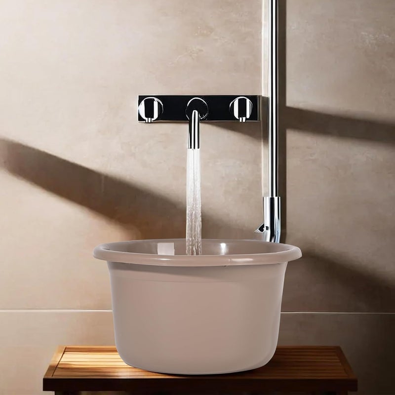 Kuber Industries Pack of 2 Bath Tub for Bathroom 25 LTR Portable Durable Water Washroom Tub Baby Bathing Tub Clothes Washing Tub for Bathroom Plain Brown - Image 5