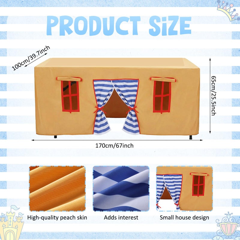 Oudain 10ft x 7.5ft Large Playhouse Table Cloth Table Fort Tent Cover Playhouse Indoor Outdoor Tablecloth for Birthday Party Playground Play Accessory(Yellow Blue Colors,Fairy Style) - Image 2
