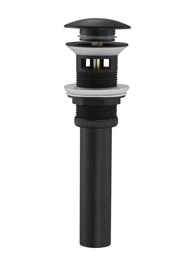 "Black SUS304 Bathroom Sink Drain with Overflow | Pop-Up Brass Drain Stopper" - Image 1