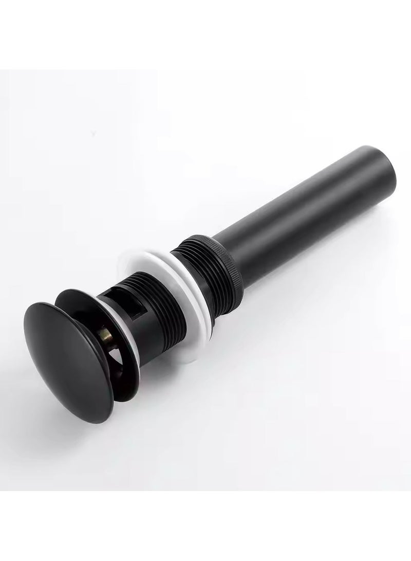 "Black SUS304 Bathroom Sink Drain with Overflow | Pop-Up Brass Drain Stopper" - Image 2