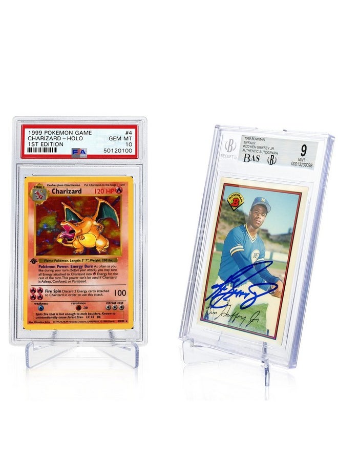 tutata - tutata PSA Graded Card Stands, Trading Card Display Stand Mini Easel Holder, Clear Card Stands for BGS, PSA, SGC Baseball Sports Card- 10 Pack - Image 1